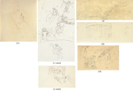 Four studies for Die Schöne Melusine ; and A self-portrait painting the Melusine cycle in a rotunda