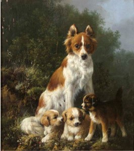 Three pups and their mother