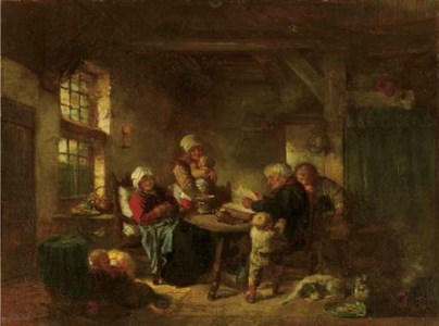 Reading time: a family from Marken in an interior