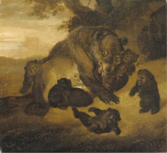 A bear with her cubs