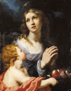 A Female Saint with a putto