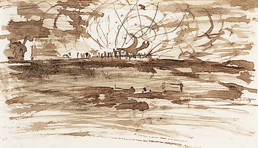 An explosive sky (recto) and A study of a horse (verso)
