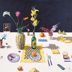 Dutch Still Life with Orange and Blue Napkins Folded and Unfolded