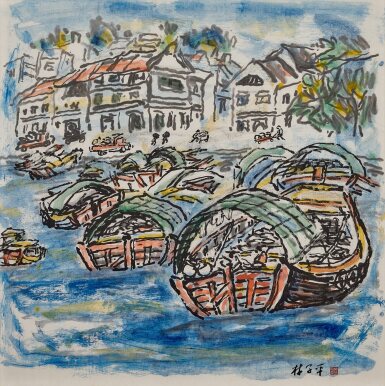 Lim Tze Peng 林子平 | Singapore River Scene  新加坡河景