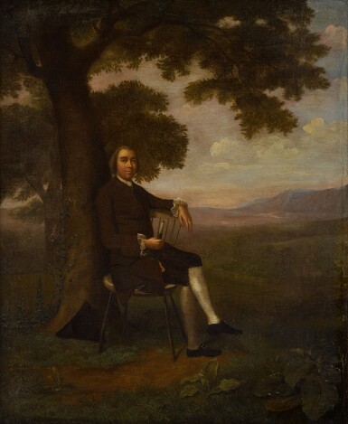 Portrait of a Gentleman seated beneath a tree, full-length