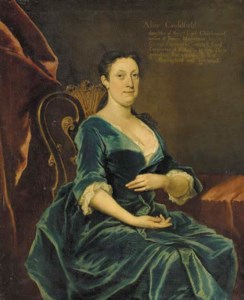 Portrait of Alice Caulfeild, daughter of William, 1st Viscount Charlemont, three-quarter-length, in a blue dress, seated in an interior