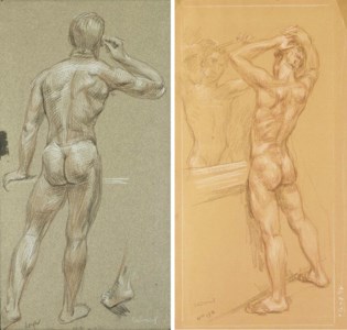 Dressing Room Nudes -- A Pair of Figure Studies