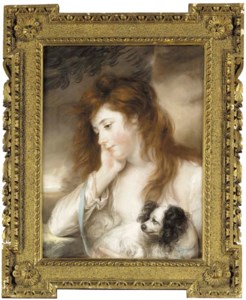 Portrait of a girl with a King Charles spaniel, half-length