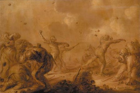 Quiste Kolen : Boors fighting over a basket with coals - en brunaille