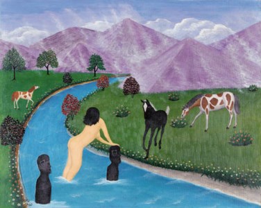 Pastoral scene with nude