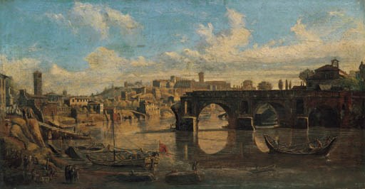 The River Tiber at the Ponte Rotto, Rome, with the Aventine Hill beyond