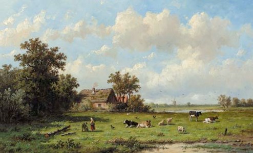 Cattle in a sunlit meadow