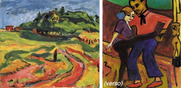 Erich Heckel, Dangaster Landschaft ( recto ) Erich Heckel und Sidi Riha ( verso )