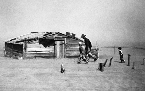 Farmer and Sons Walking in the Face of a Dust Storm, Cimarron County, Oklahoma