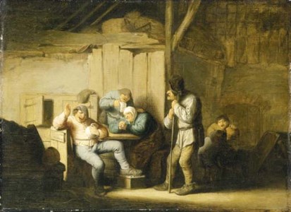 Boors smoking and drinking in an interior