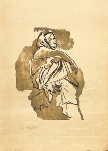 Sitting Vietnamese woman