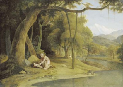 The Hermit Kanwa discovering the sleeping Shakuntala on the banks of the River Malanee