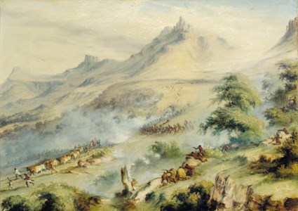 A Patrol under the command of Captain Fisher charged by Macomo's Kafirs in van Beulen's Hoek, Kat River