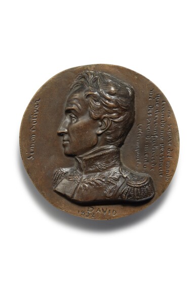 Four Portrait Medallions of Military Figures including Simón Bolívar, Charles Nicolas Fabvier, Rémy Joseph Isidore Exelmans, and Théophile Corret de la Tour d'Auvergne