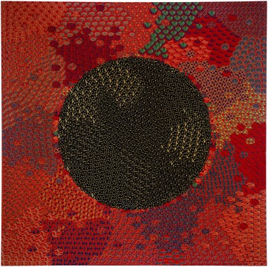 Black Sphere against a Red Background
