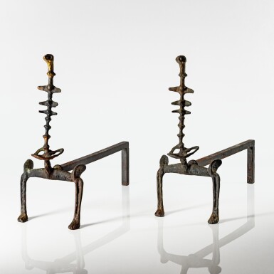 Diego Giacometti, Pair of “Carcasse” Chenets