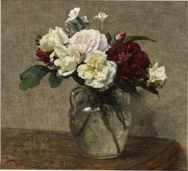 Henri Fantin-Latour, Bouquet de roses variées et œillets