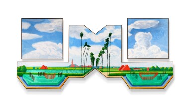 David Hockney, Tall Dutch Trees After Hobbema (Useful Knowledge) 2017 |《實用知識：荷蘭高木（隨霍貝瑪之作）》