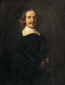Portrait of a gentleman, half-length, in a black costume, a pair of gloves in his hand