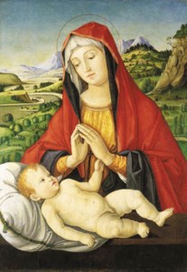 The Madonna and Child, with Saint Jerome in the Wilderness beyond