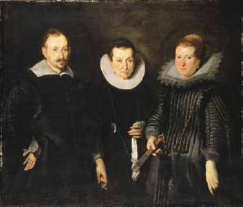 Group Portrait of Marchese Agostino di Tomaso Franzone, his wife, Camilla, née Monsia di Bartolomeo, and their daughter, Maria Brigida, half-length