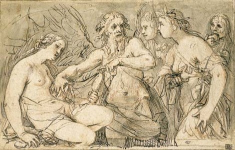 Time revealing Truth to Peace, with Envy and Discord looking on