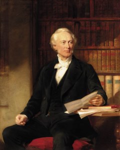 Portrait of Octavius Wigram Esq. seated three-quarter-length, in a black suit, holding a document in his left hand