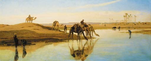 Camels watering