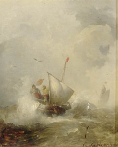 Fisherman in heavy seas
