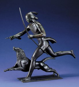 'Indian Hunter with His Dog,' A Bronze Figural Group