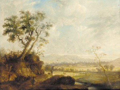 Figures in an extensive landscape