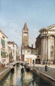 A Venetian Canal with the Church of San Barnaba and Campo San Barnaba, Dorsoduro, Venice