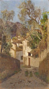 A shaded village road