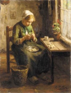 Peeling potatoes