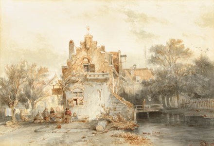 Washerwomen by an inn