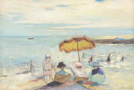 Plage avec personnages