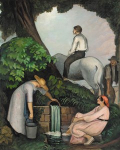 Paysans à la source d'eau