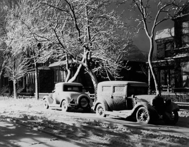 Untitled (Chicago street with parked cars)