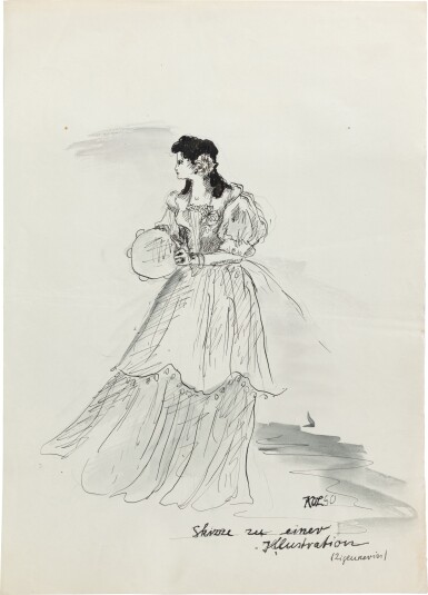 Figures and portraits, Set of five drawings , circa 1950