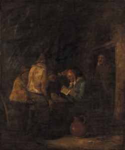 Boors singing in a barn