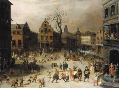 A carnival in a town square