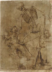 Death breaking his scythe, and two putti