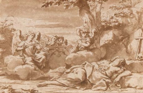 The Ecstasy of Mary Magdalen with angels playing music