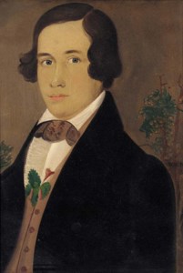 Portrait of a Young Man in Beige Vest with Floral Decoration