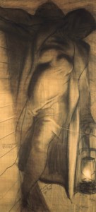 Woman with Lantern (Cartoon from Flood)